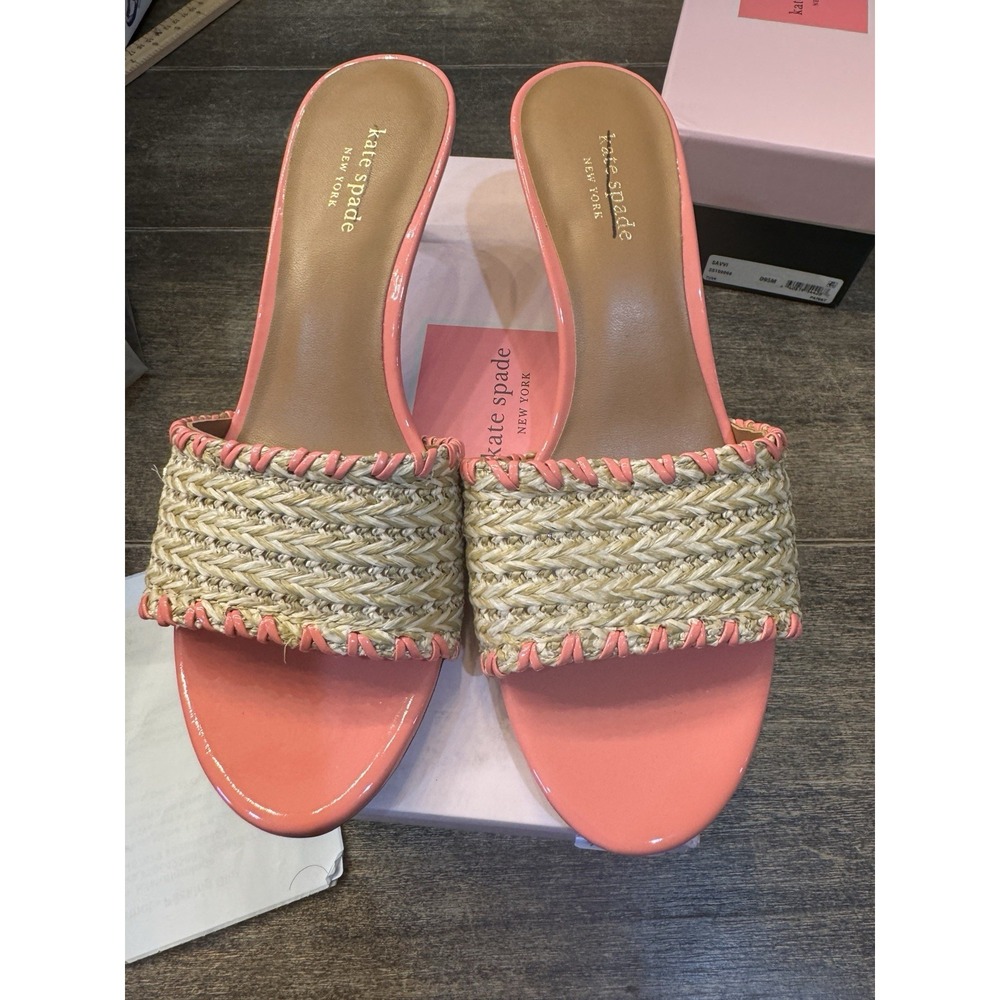 KATE SPADE NEW YORK Raffia Heeled Sandals Size 9.5‎ - Picture 2 of 11